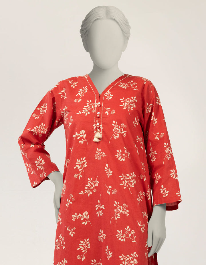 Lawn Red Stitched Suit - J. Junaid Jamshed