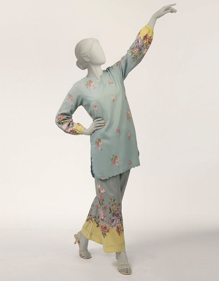 Lawn Blue Stitched Suit - J. Junaid Jamshed