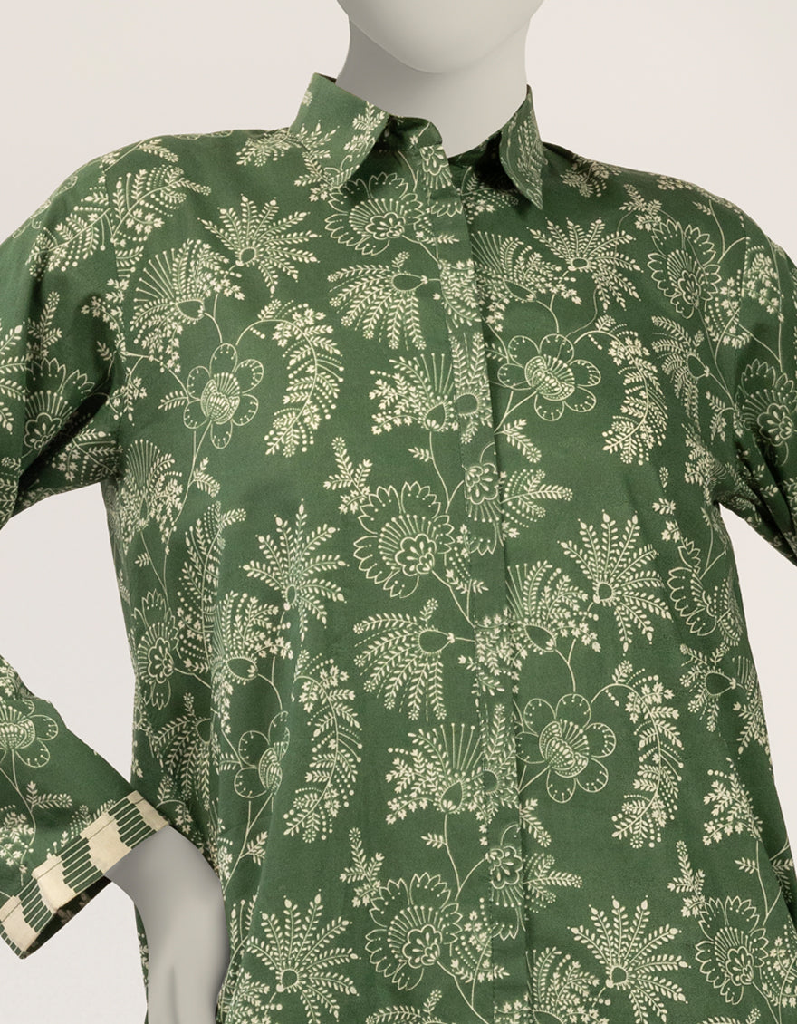 Lawn Green Stitched Suit - J. Junaid Jamshed