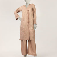 Raw Silk Pink Stitched Suit - J. Junaid Jamshed