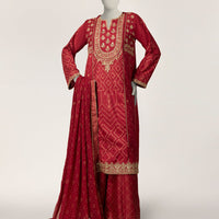 Raw Silk Hot Pink Stitched Suit - J. Junaid Jamshed