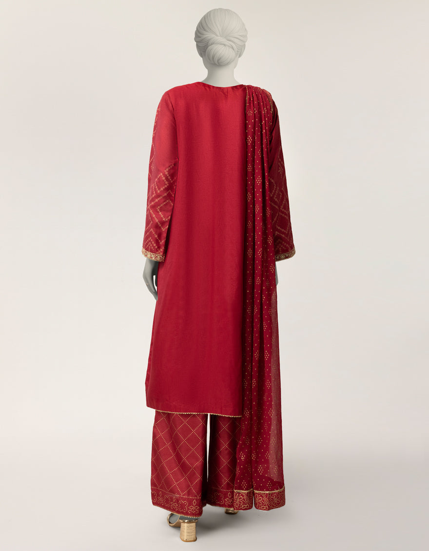 Raw Silk Hot Pink Stitched Suit - J. Junaid Jamshed