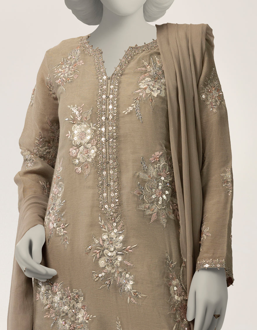 Khaddi Grey Stitched Suit - J. Junaid Jamshed