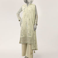 Impure Chiffon Blue Stitched Suit - J. Junaid Jamshed