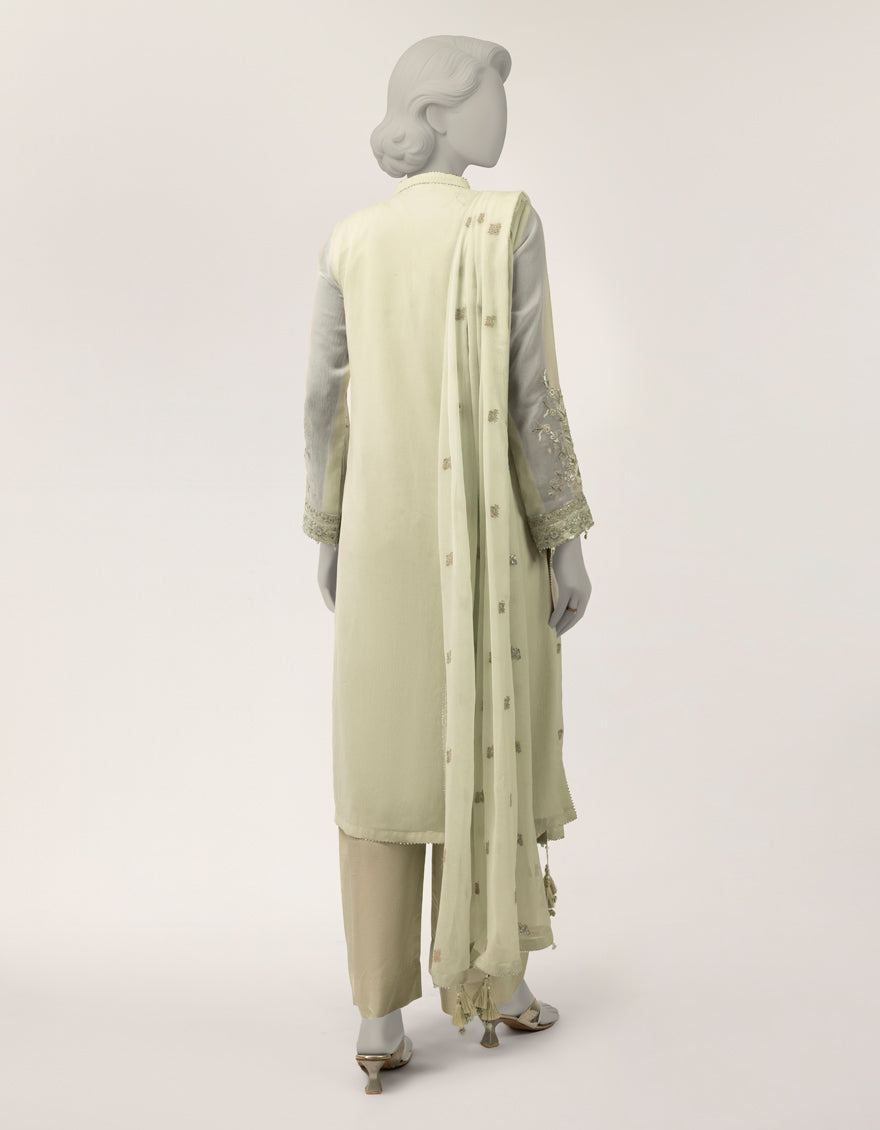 Impure Chiffon Blue Stitched Suit - J. Junaid Jamshed
