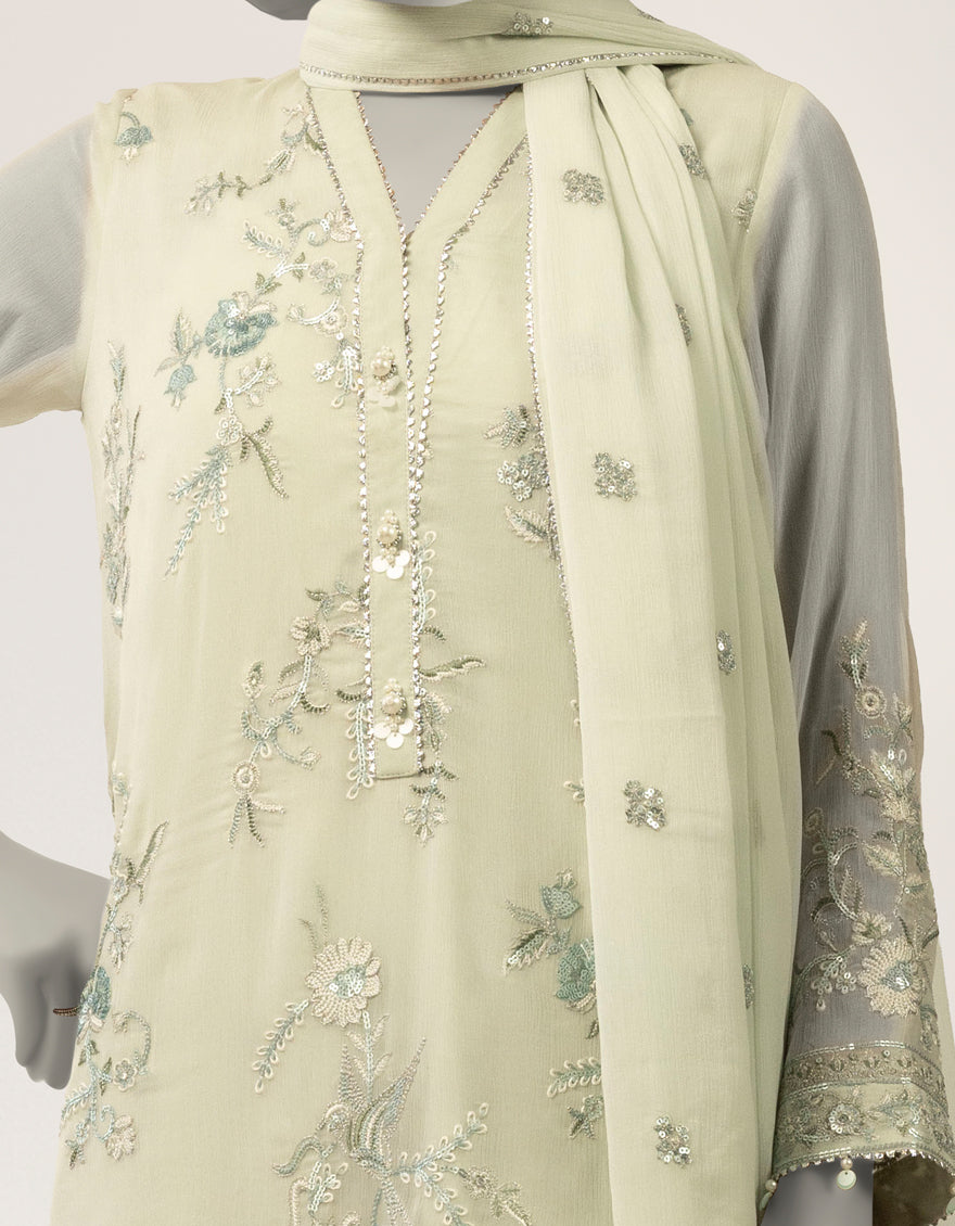 Impure Chiffon Blue Stitched Suit - J. Junaid Jamshed