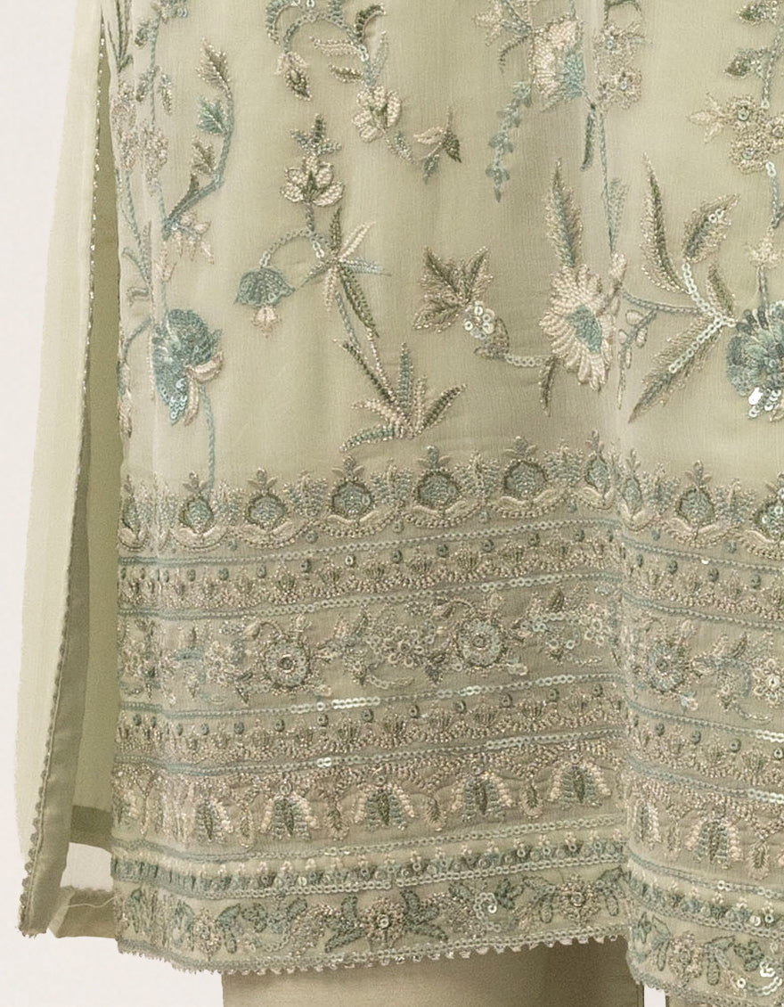 Impure Chiffon Blue Stitched Suit - J. Junaid Jamshed