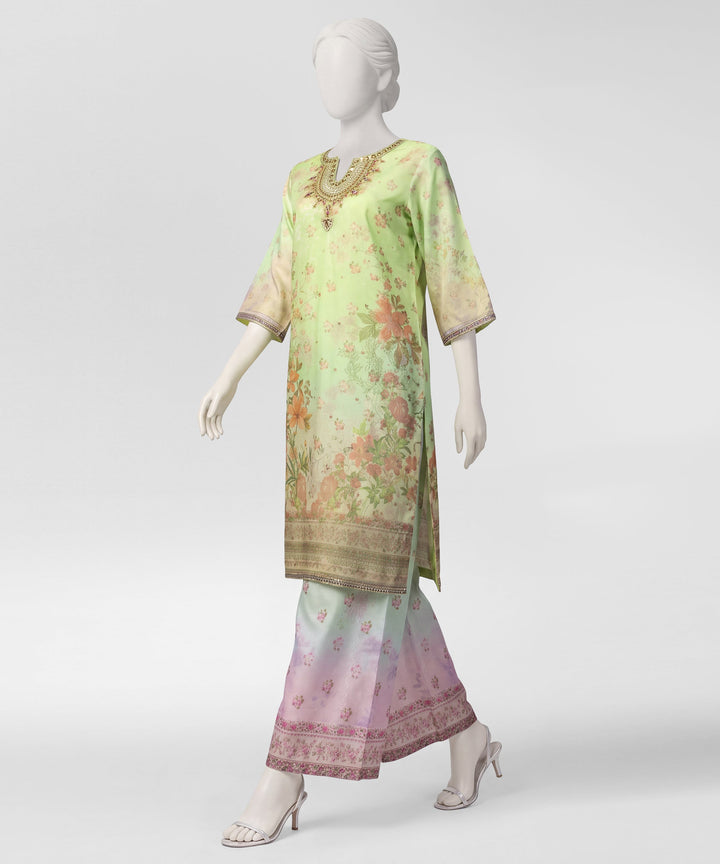 Cotton Net Multicolor Stitched Suit - J. Junaid Jamshed