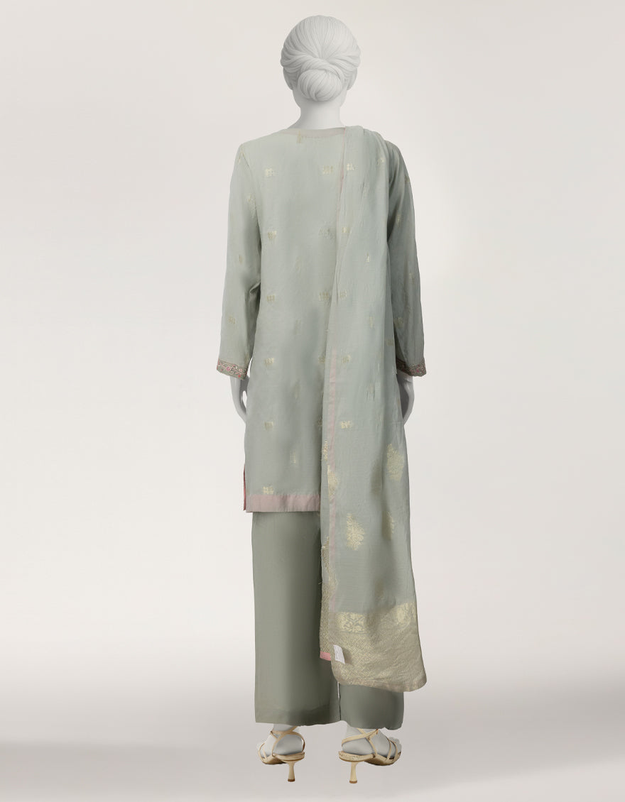 Swiss Cotton Light Blue Stitched Suit - J. Junaid Jamshed