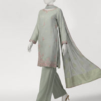Swiss Cotton Light Blue Stitched Suit - J. Junaid Jamshed