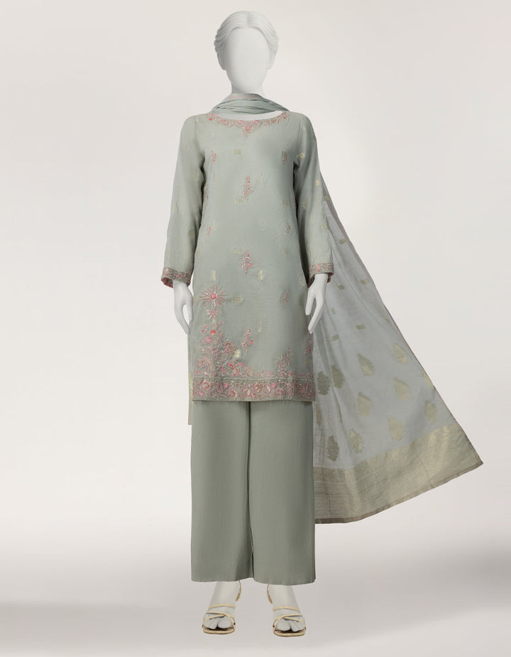 Swiss Cotton Light Blue Stitched Suit - J. Junaid Jamshed