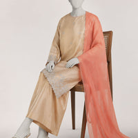 Raw Silk Rose Stitched Suit - J. Junaid Jamshed