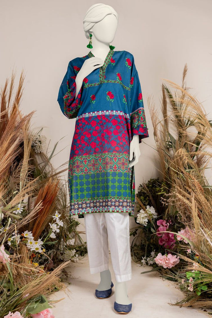 Printed Blue Kurti - J. Junaid Jamshed