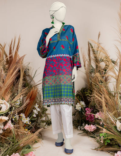 Printed Blue Kurti - J. Junaid Jamshed