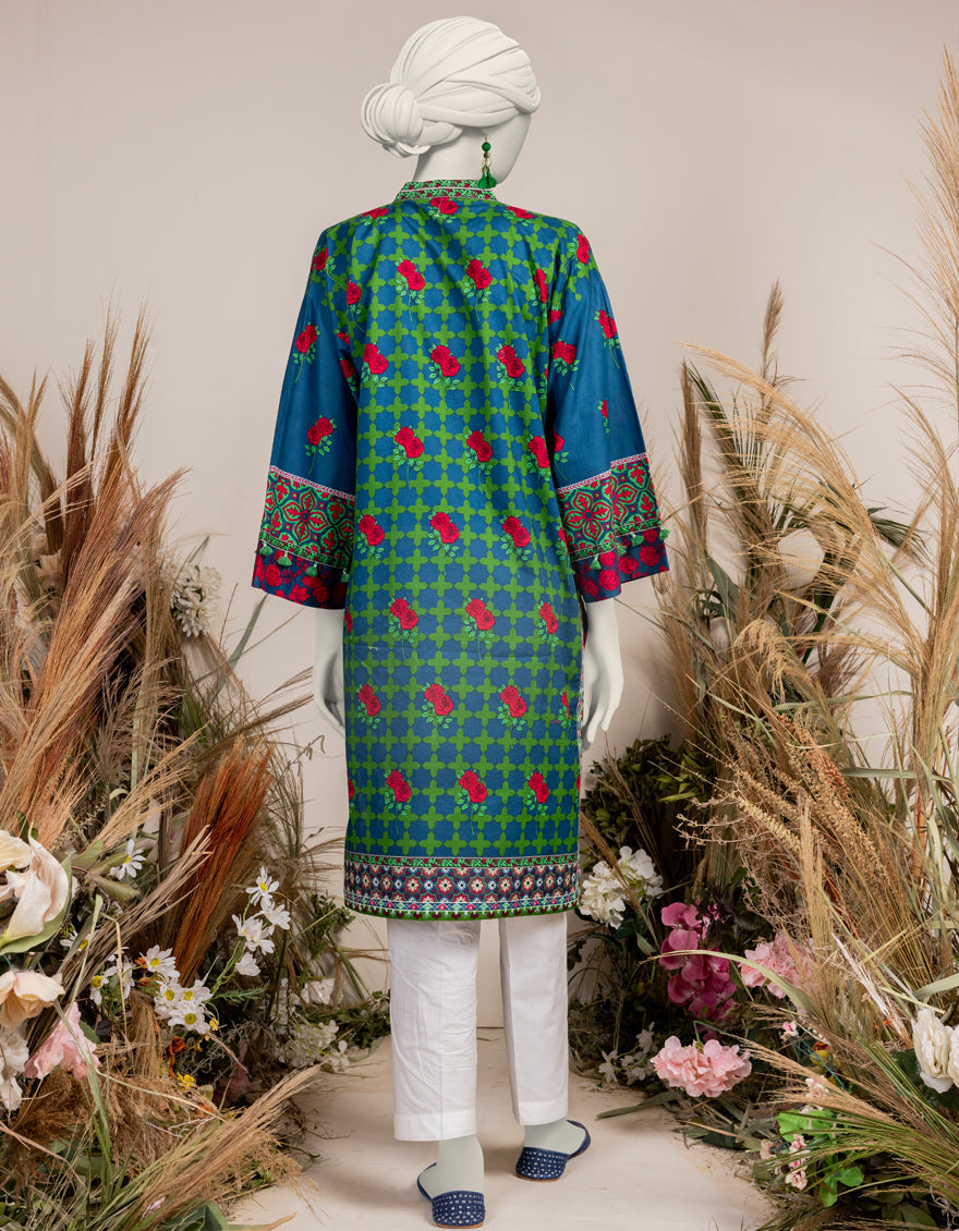 Printed Blue Kurti - J. Junaid Jamshed