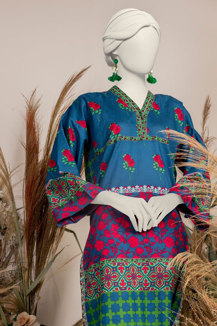 Printed Blue Kurti - J. Junaid Jamshed