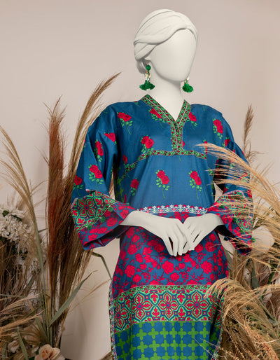 Printed Blue Kurti - J. Junaid Jamshed