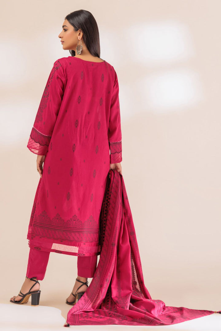 Jacquard Pink 3 Piece Stitched Suit - Bonanza