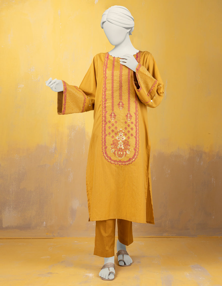 Khaddi Orange Kurti - J. Junaid Jamshed