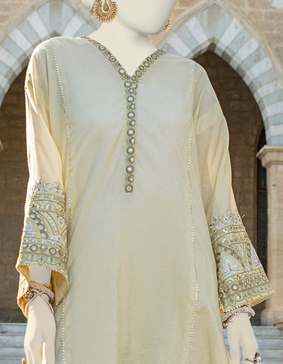 Paper Cotton Green Kurti - J. Junaid Jamshed