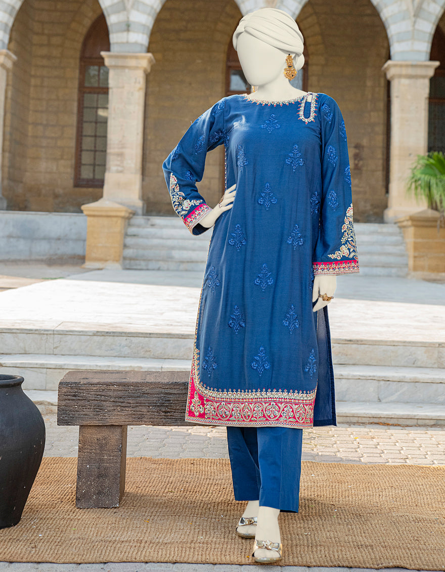 Silk Blue Kurti - J. Junaid Jamshed