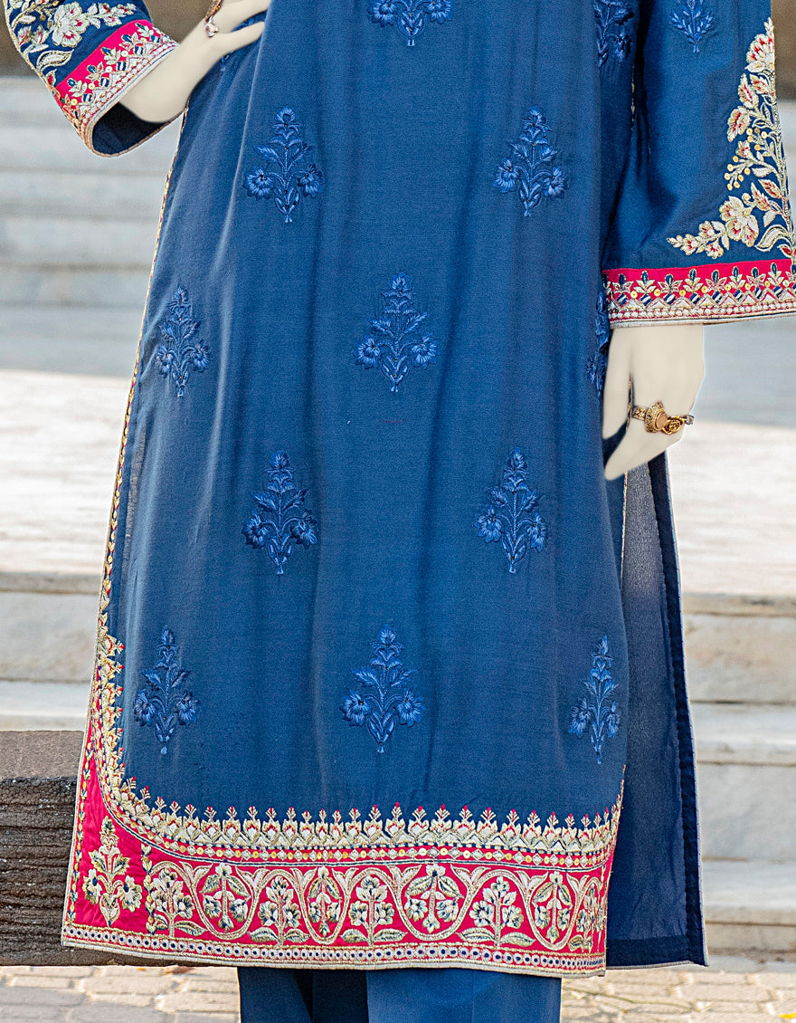 Silk Blue Kurti - J. Junaid Jamshed