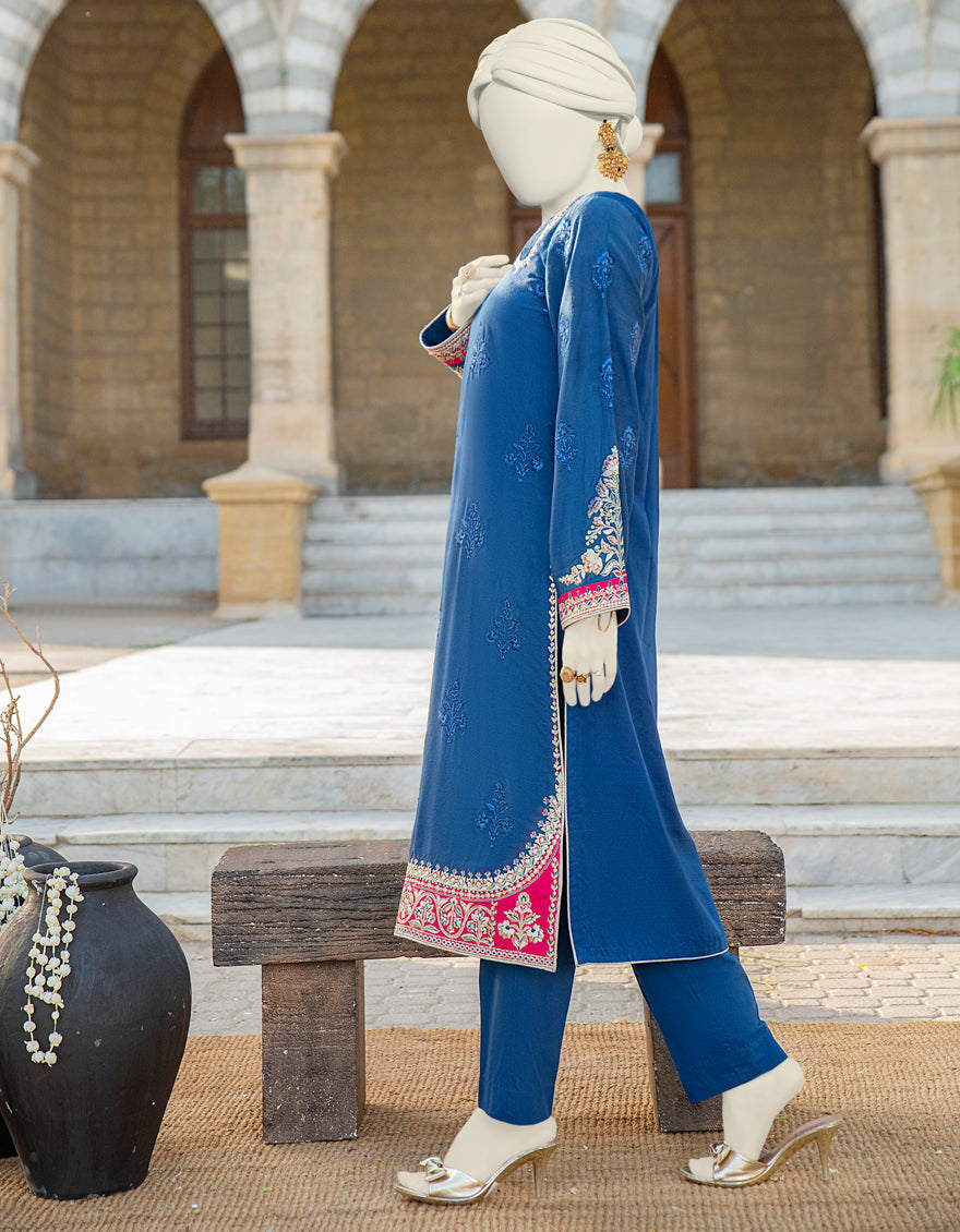 Silk Blue Kurti - J. Junaid Jamshed