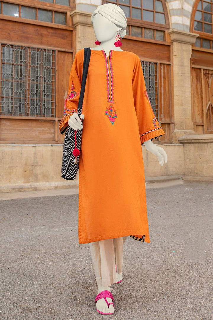 Textured Orange Kurti - J. Junaid Jamshed
