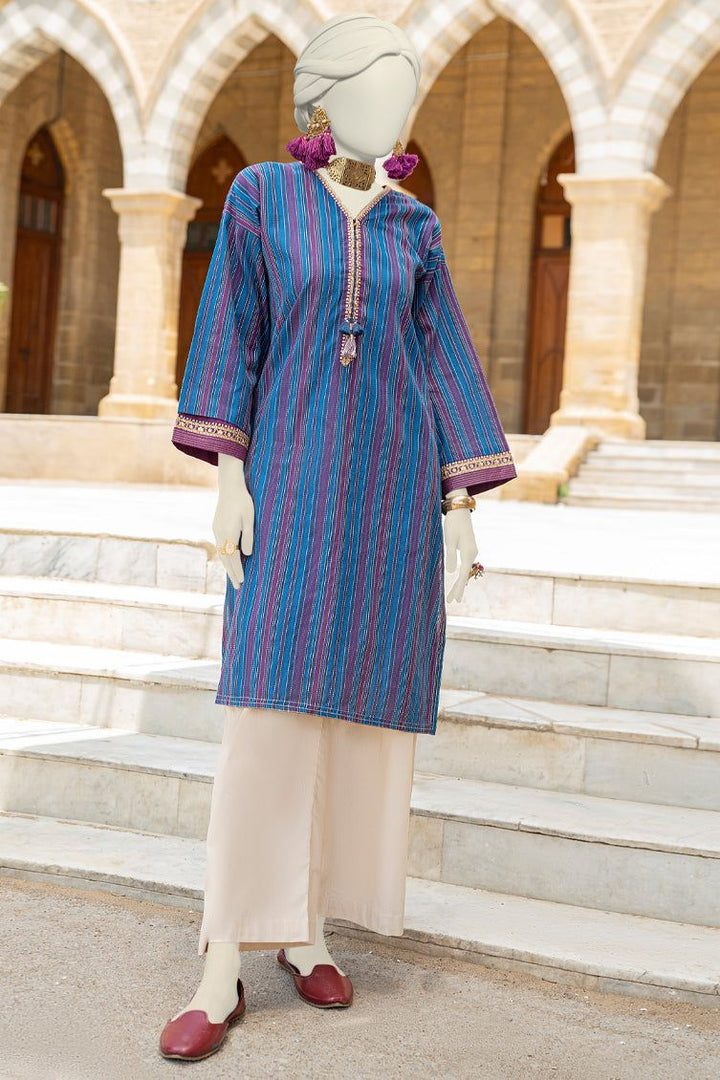 Cotton Jacquard Purple Kurti - J. Junaid Jamshed