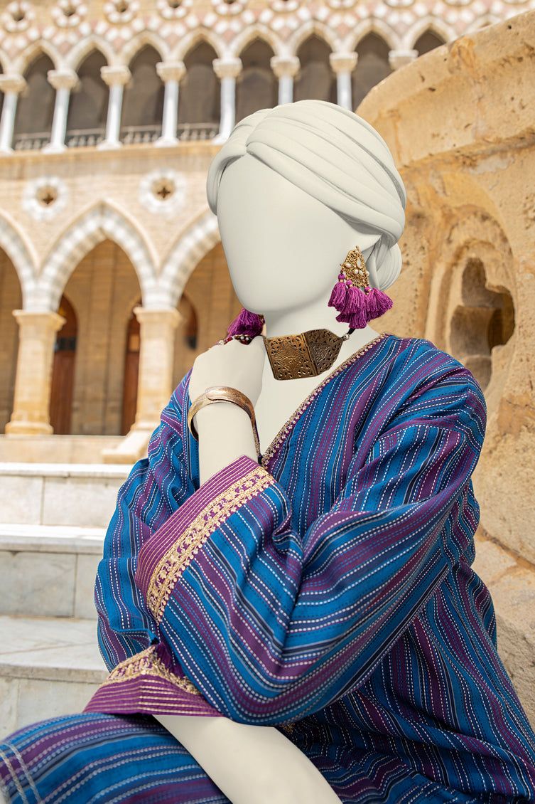 Cotton Jacquard Purple Kurti - J. Junaid Jamshed