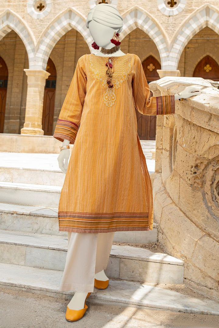 Cotton Jacquard Brown Kurti - J. Junaid Jamshed