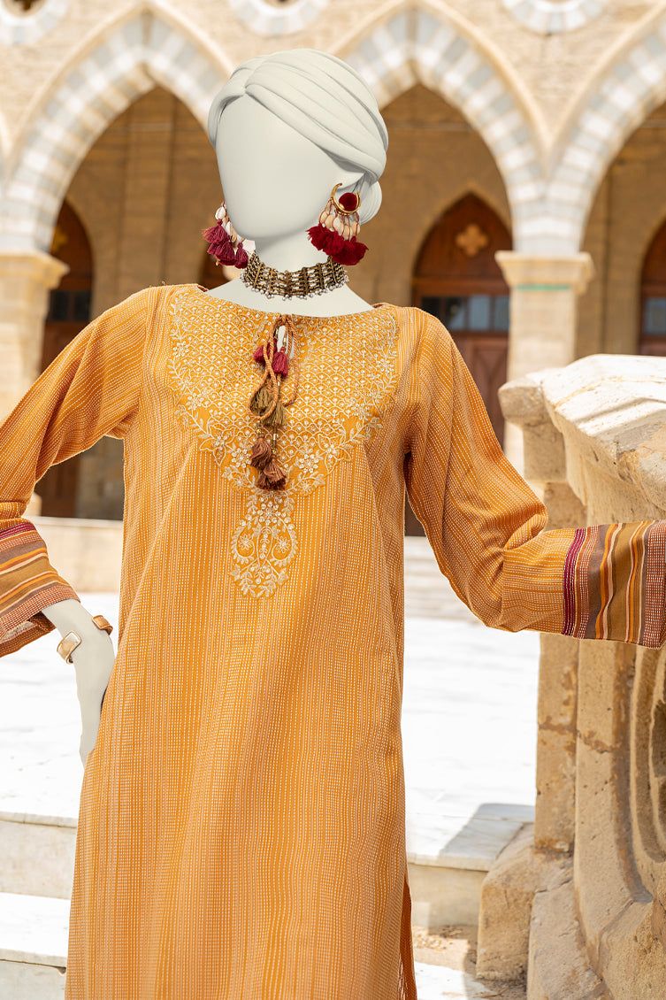 Cotton Jacquard Brown Kurti - J. Junaid Jamshed