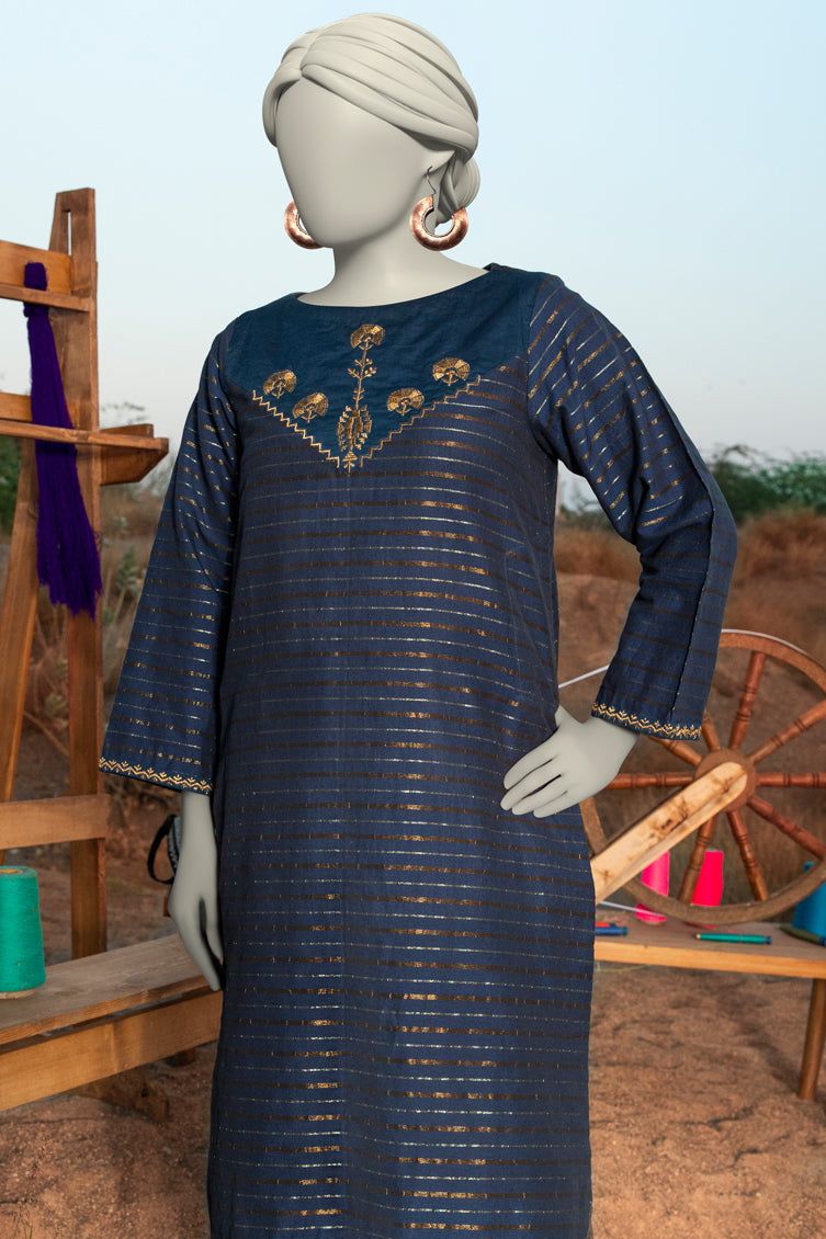 Jacquard Blue Kurti- J. Junaid Jamshed