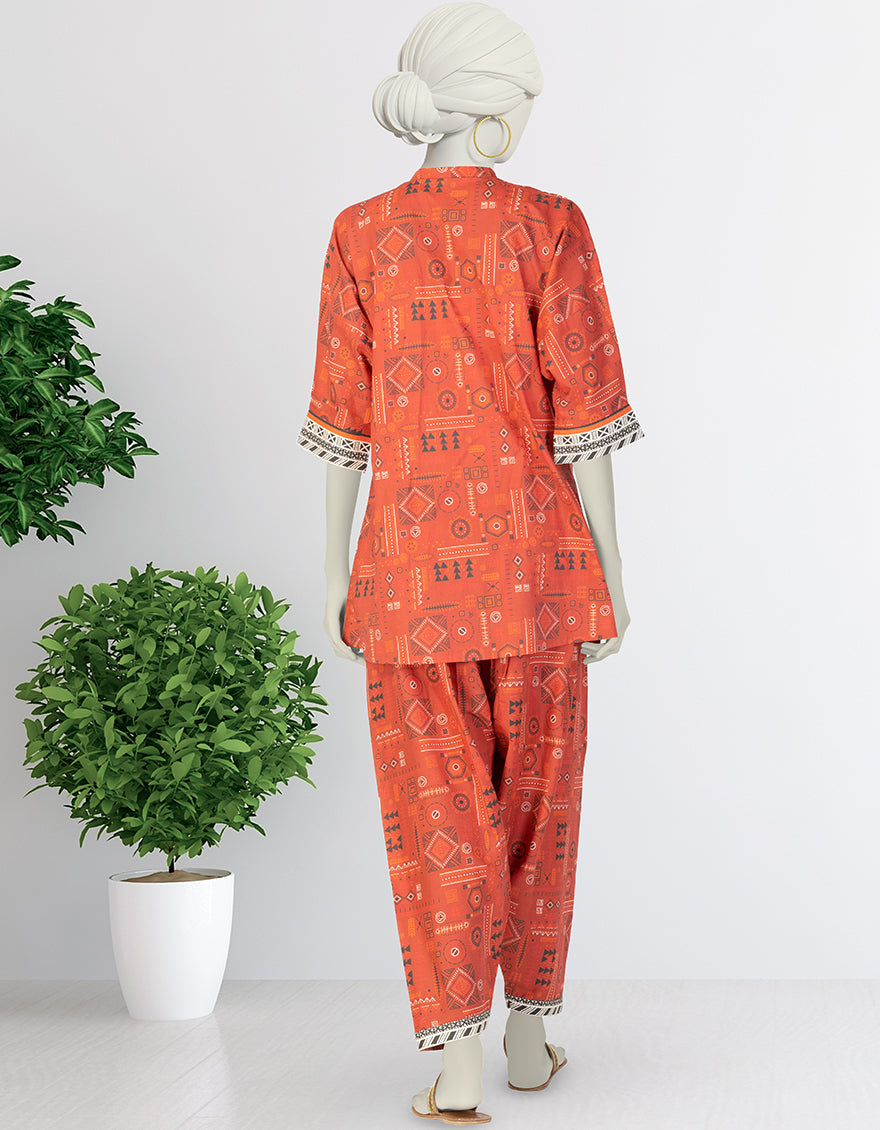 Lawn Red Kurti - J. Junaid Jamshed