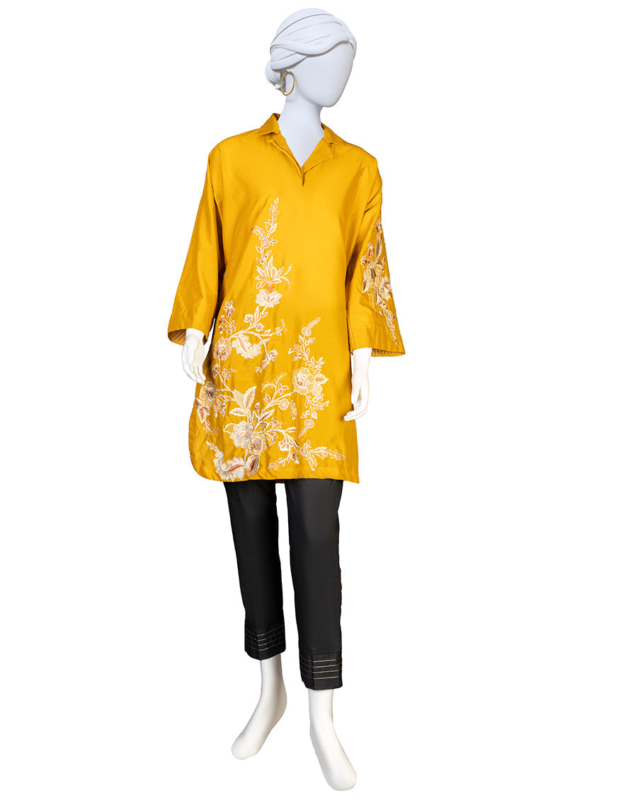 Lawn Yellow Kurti - J. Junaid Jamshed