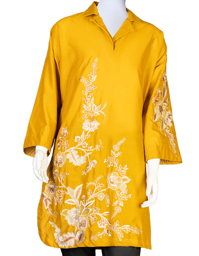 Lawn Yellow Kurti - J. Junaid Jamshed