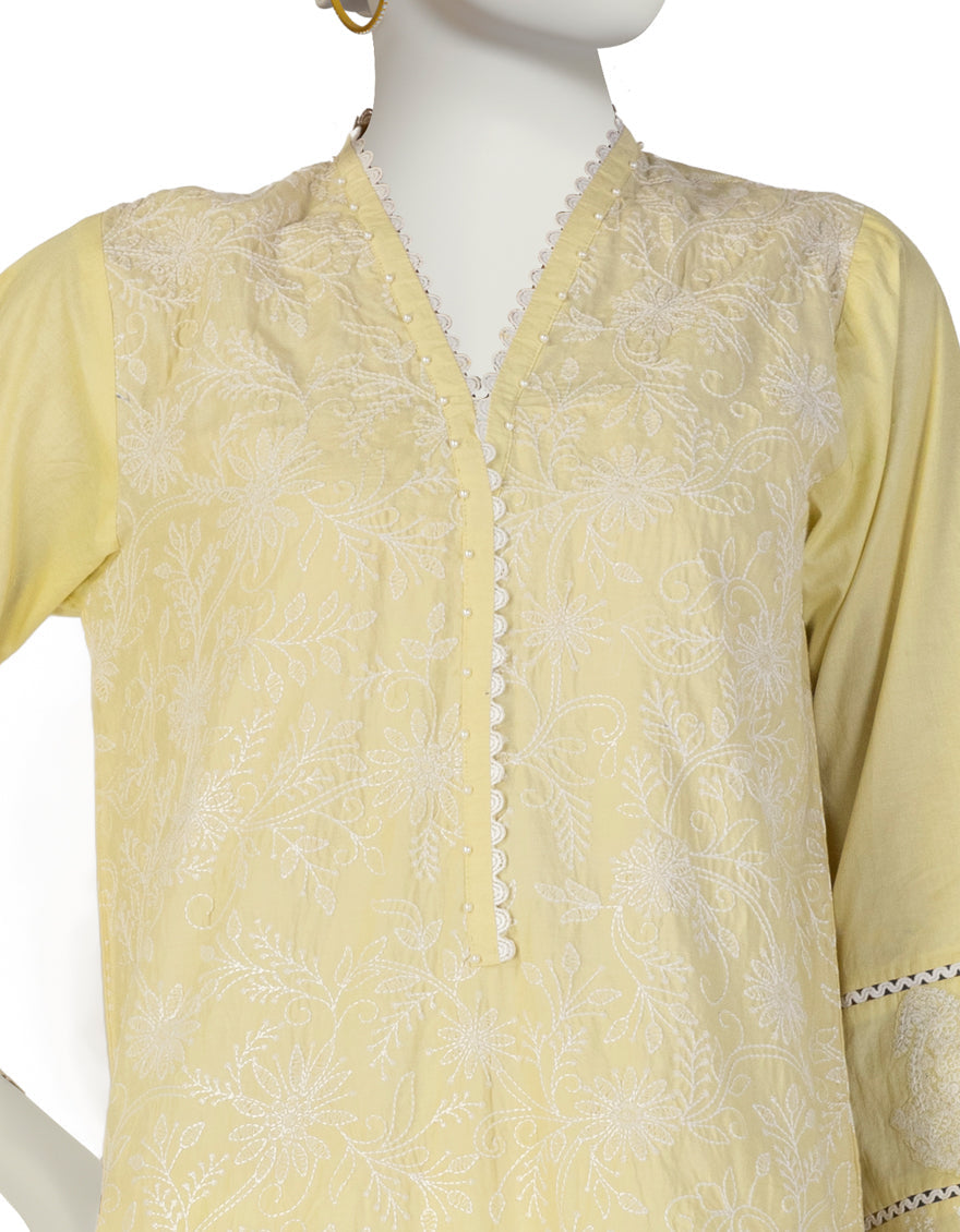 Lawn Yellow Kurti - J. Junaid Jamshed