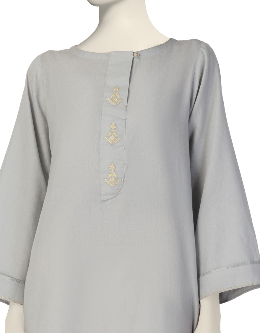 Jacquard Grey Kurti - J. Junaid Jamshed