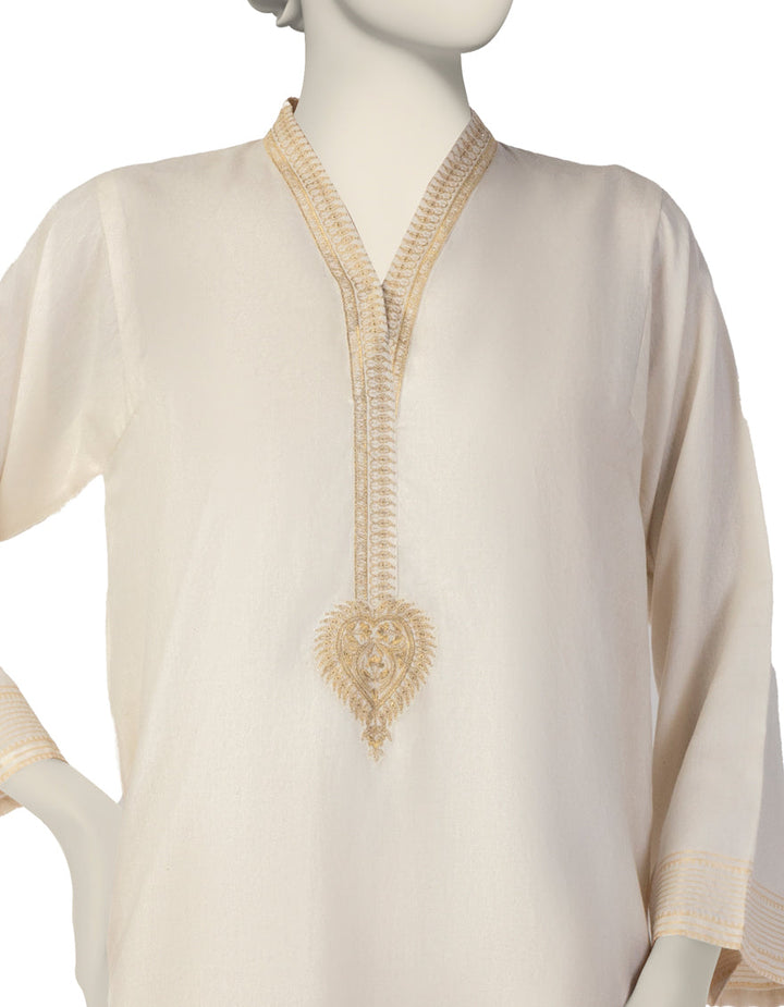 Jacquard Off White Kurti - J. Junaid Jamshed