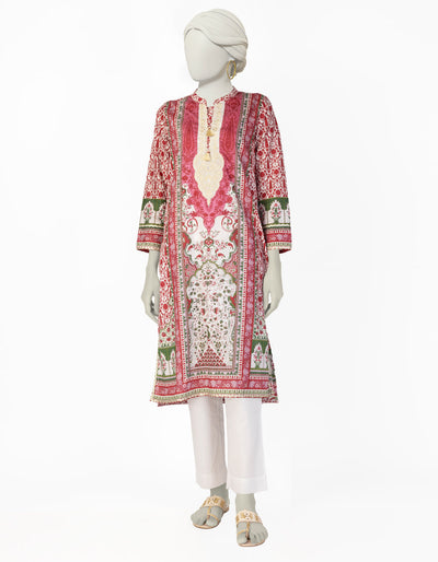 Lawn Red Kurti - J. Junaid Jamshed