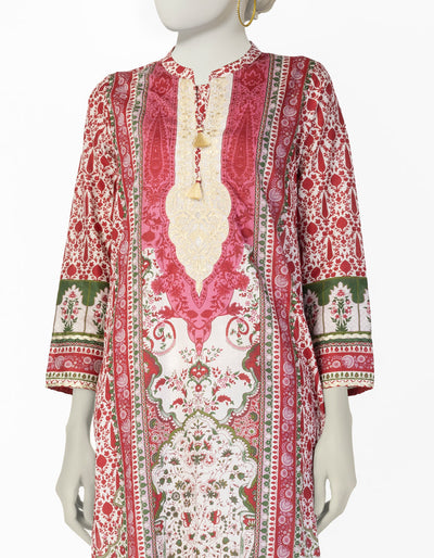 Lawn Red Kurti - J. Junaid Jamshed