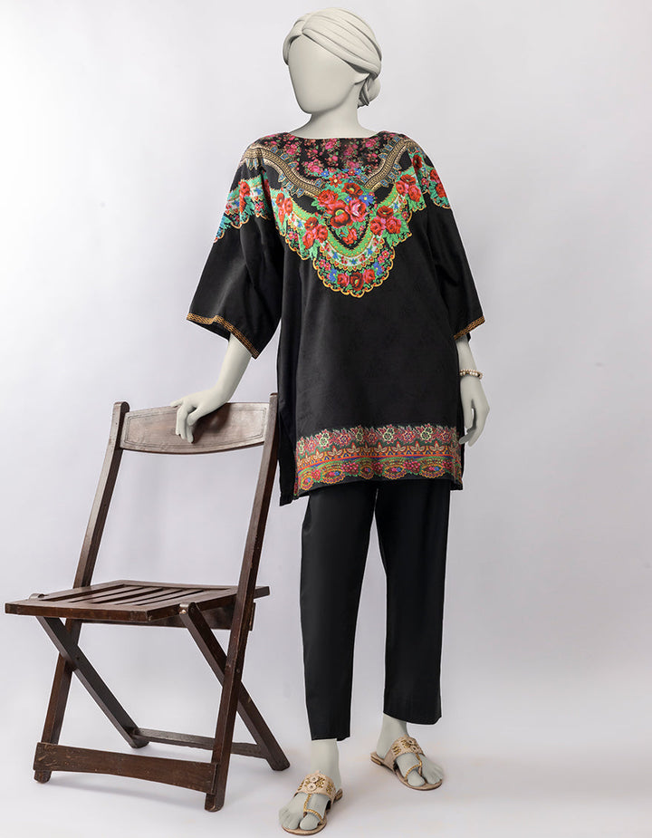 Dobby Black Kurti - J. Junaid Jamshed