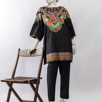 Dobby Black Kurti - J. Junaid Jamshed