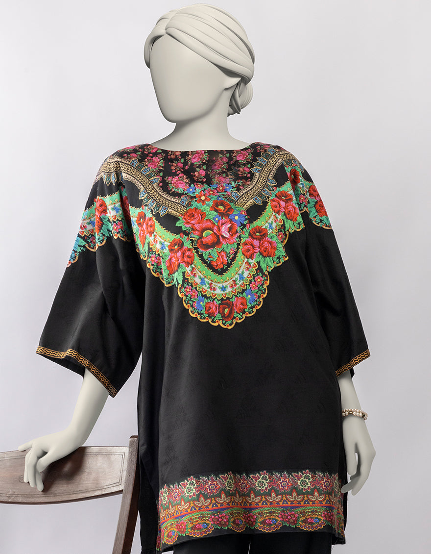 Dobby Black Kurti - J. Junaid Jamshed