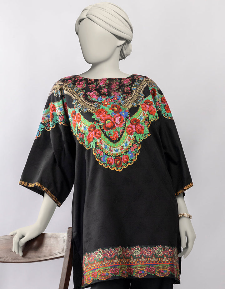 Dobby Black Kurti - J. Junaid Jamshed