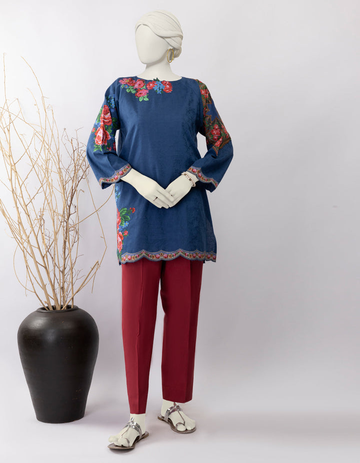 Dobby Blue Kurti - J. Junaid Jamshed