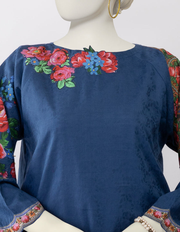 Dobby Blue Kurti - J. Junaid Jamshed