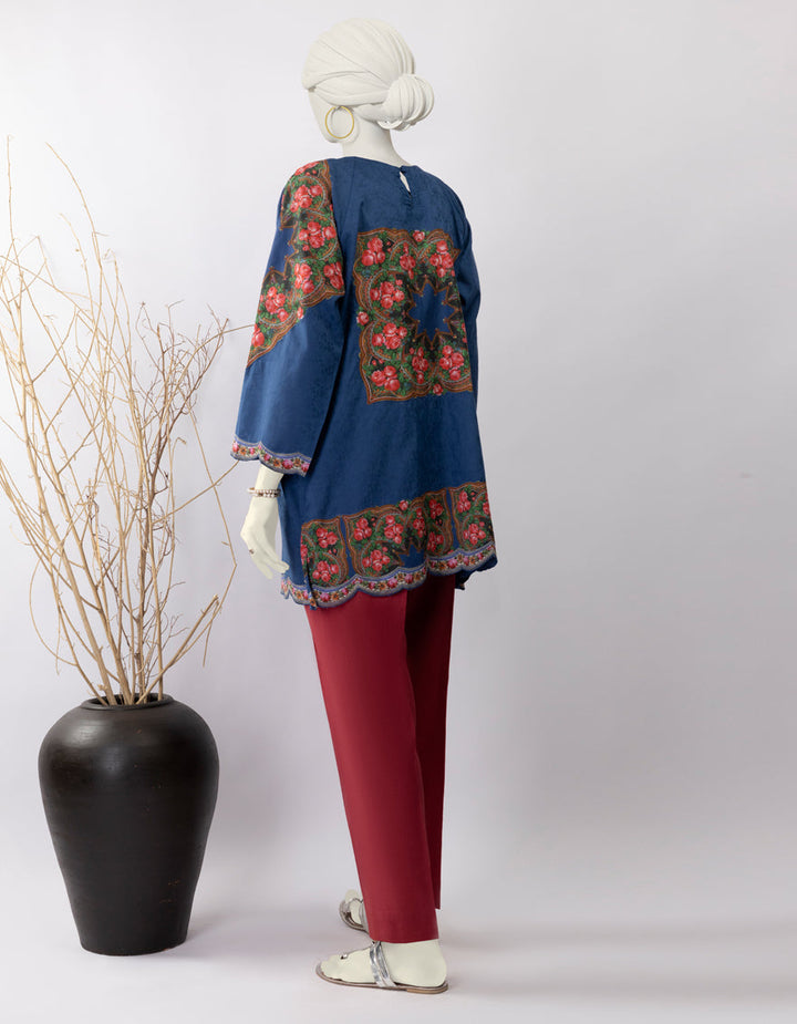 Dobby Blue Kurti - J. Junaid Jamshed