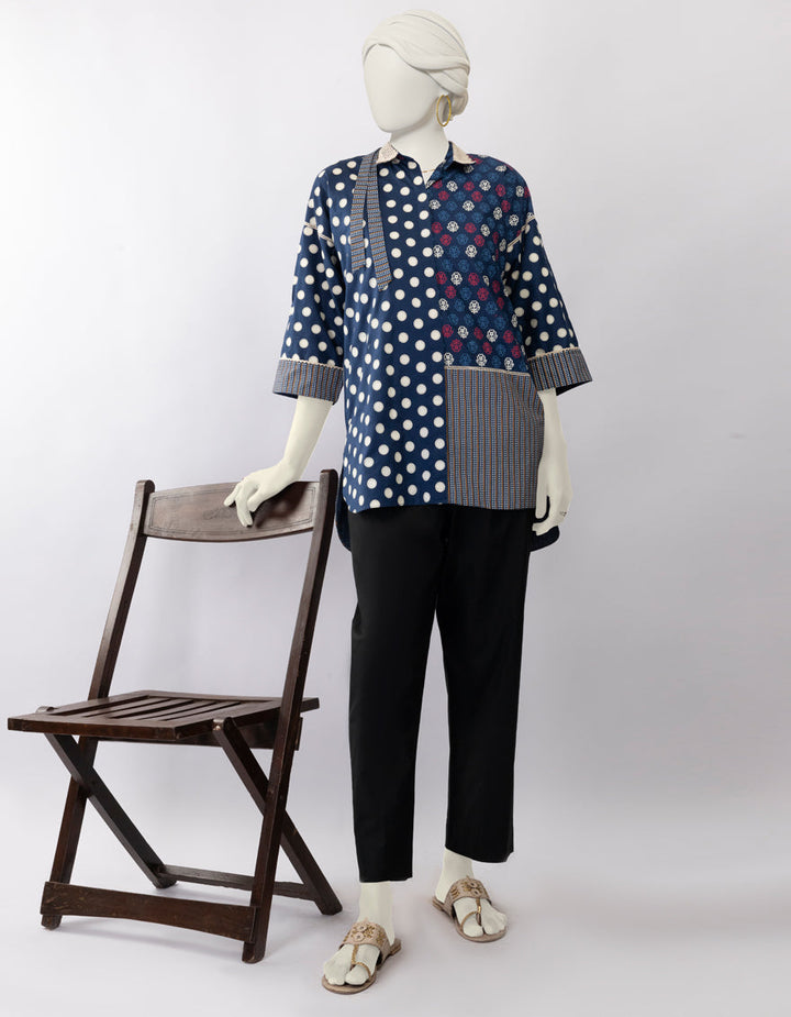Lawn Blue Kurti - J. Junaid Jamshed