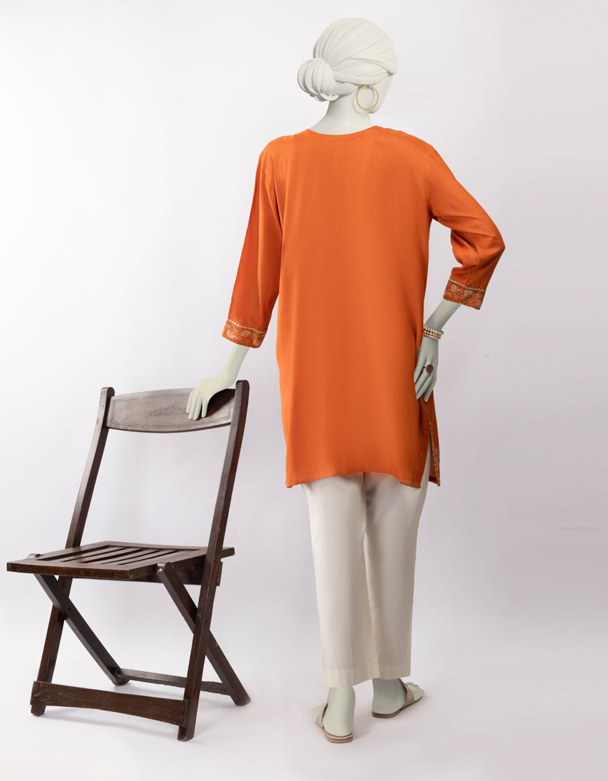 Silk Orange Kurti - J. Junaid Jamshed
